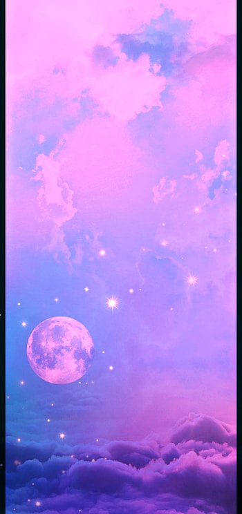 Thru rose colored eyes, atmosphere, sky, moon, clouds HD phone wallpaper