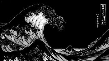 idk, black, The Great Wave off Kanagawa HD wallpaper