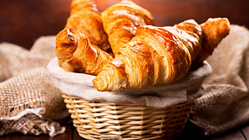 Basket cakes croissant, Food section, , High resolution HD wallpaper