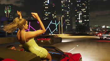 GTA VI - Jason and Lucia driving, Jason, video game, Grand Theft Auto VI HD wallpaper