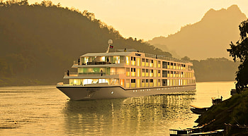 Scenic Azure, boat, river, azure, scenic, cruise HD wallpaper