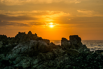 Nature, Sunset, Sun, Rocks, Lumps, Blocks HD wallpaper