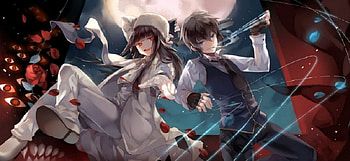 Girlycard and Walter, Gun, Wires, Death God, No Life King, Monster, Moon, Manga, Vlad The Impaler, Tepes, Jackal, World War II, Alucard, Warsaw, Nosferatu, Anime, Hellsing, Girlycard, Vampire, Walter C Dornez HD wallpaper