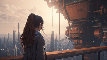 Fantasy Cityscape: Dawn Over Futuristic Horizons, fantasy, city, fantasy city HD wallpaper