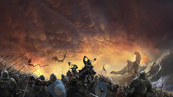 Dark, clouds, warrior, battle, fantasy, art HD wallpaper