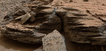 Layered Rocks near Mount Sharp on Mars, fun, planet, space, cool, mars, mountain HD wallpaper