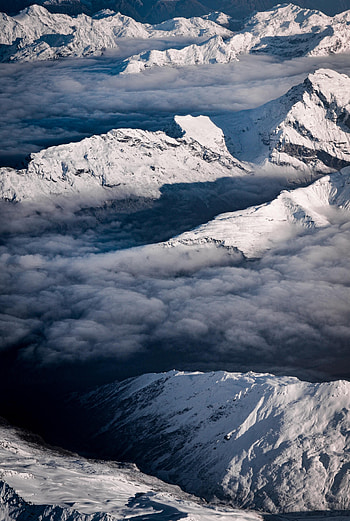 Nature, Mountains, Clouds, Snow, View From Above HD phone wallpaper