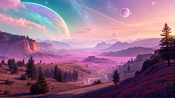 **Stunning Panorama: Ultra of a Dreamy Landscape**, panorama, fantasy, mountain, Stars HD wallpaper