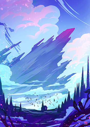 Sky, Art, Crows, Small House, Lodge HD phone wallpaper