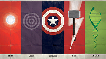 Arc Reactor Bullseye Comics Digital Art DNA Hero Marvel Mjolnir Shields Superheroes Symbols The Avengers HD wallpaper
