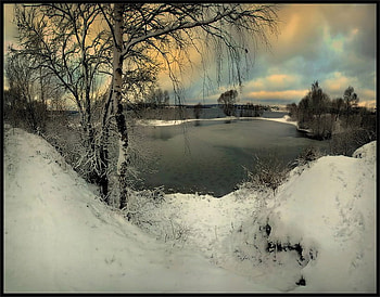 winter landscape, winter, landscape, nature, lake, tree HD wallpaper