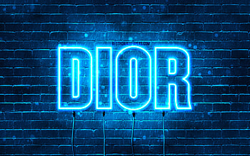 Happy Birtay Dior, , blue neon lights, Dior name, creative, Dior Happy Birtay, Dior Birtay, popular french male names, with Dior name, Dior HD wallpaper