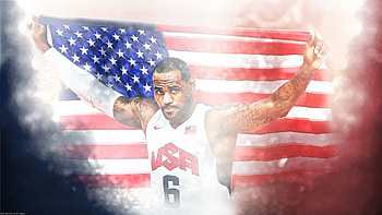 LeBron James NBA American Flag 2012 London Olympics | Official Website of BBallOne.com HD wallpaper