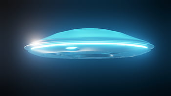 A glowing UFO with bright lights flying in a dark, mysterious sky. HD wallpaper