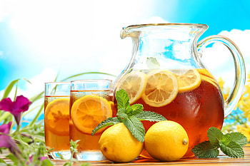 Have a Summer Drink !, fruit, glass, basil, can HD wallpaper