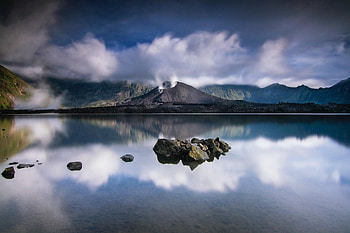 Landscape, Nature, Stones, Lake, Volcano HD wallpaper