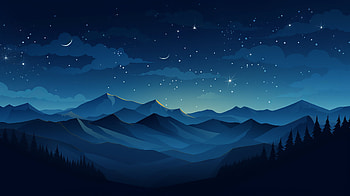 Starry Mountain Night - Minimalist, starry sky, night, mountain, artistic, minimalist HD wallpaper
