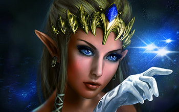 Mysterious Glow, blue, crown, Glow, Mysterious, eyes, face, beautiful, elf HD wallpaper