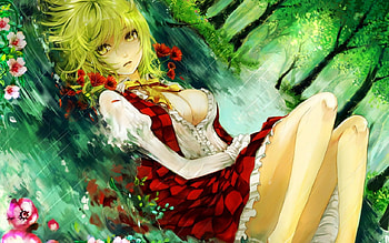 forest, girl, anime, green HD wallpaper