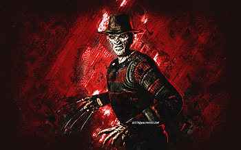 Freddy Krueger, Mortal Kombat Mobile, Freddy Krueger MK Mobile, Mortal Kombat, red stone background, Mortal Kombat Mobile characters, grunge art, Freddy Krueger Mortal Kombat HD wallpaper