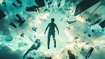 Breaking : A Ultra on Glass Ceilings, floating, shattered glass, sky HD wallpaper