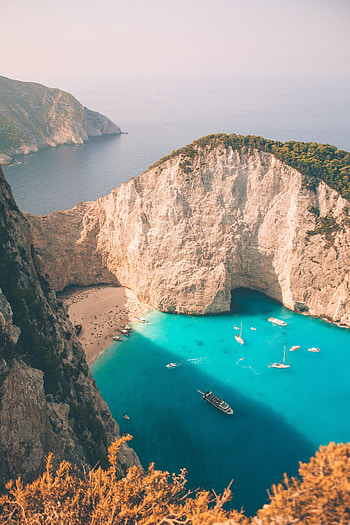 Nature, Sea, Beach, Boats, Rocks, Bay HD phone wallpaper