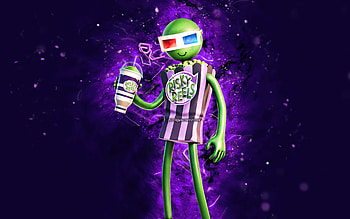 Kernel Poppy, , violet neon lights, Fortnite Battle Royale, Fortnite characters, Kernel Poppy Skin, Fortnite, Kernel Poppy Fortnite HD wallpaper