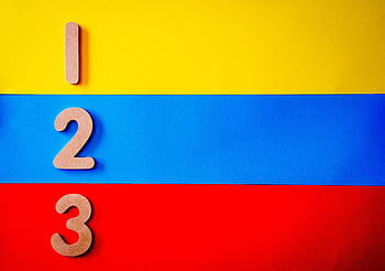 Vibrant of numbers one, two, and three against a primary color background. HD wallpaper