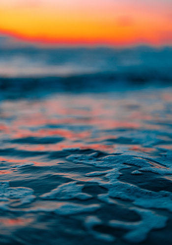 Water, Sunset, Sea, Bubbles, Horizon, Macro, Blur, Smooth HD phone wallpaper
