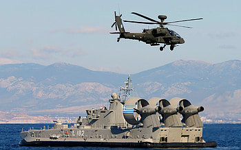 HS Corfu, L182, air-cushioned landing craft, Hellenic Navy, Greek warship, Zubr-class LCAC, NATO, Mediterranean HD wallpaper
