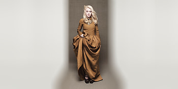 Dakota Fanning, golden dress, blonde HD wallpaper