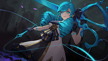 Blue Eyes Hair Gwen League Of Legends HD wallpaper