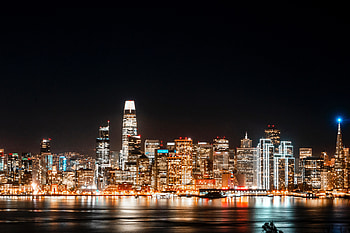 Yellow, city lights, buildings, cityscape HD wallpaper