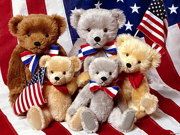USA teddy bears, bears, toys, teddy, cute, flag, usa HD wallpaper