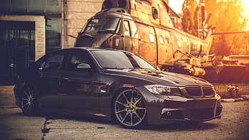 Preview bmw, e90, deep concave, black, helicopter HD wallpaper
