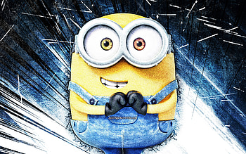 Bob, grunge art, Bob the Minion, Minions The Rise of Gru, blue abstract rays, Despicable Me, Minions, Bob Minions HD wallpaper