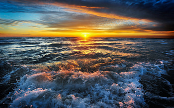 sea, waves, sunset, evening, seascape, evening sea, storm, evening sky, beautiful sunset HD wallpaper