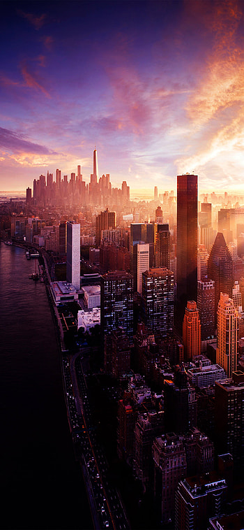 Manhattan Skyline, Travels, NYC sunset , Scenic beauty HD phone wallpaper