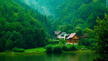 Landscape, Water, Houses HD wallpaper