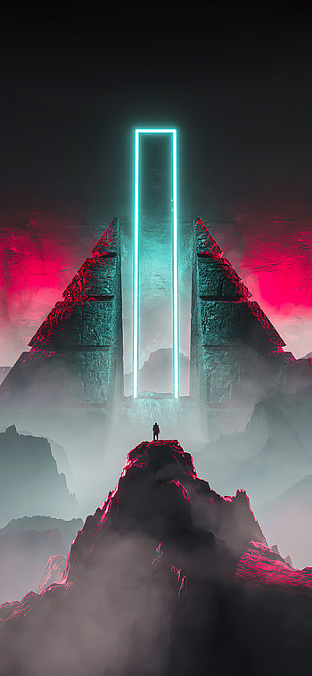 Science fiction, Neon lights, XS HD phone wallpaper