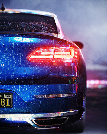 Cars, Shine, Light, Wet, Car, Machine, Backlight, Illumination, Back View, Rear View HD phone wallpaper
