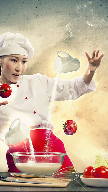 Female Chef Magic, magic, chef, female, cooking HD phone wallpaper