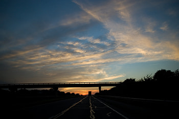 Transport, Sky, Clouds, Dark, Road, Bridge, Evening, Track, Route HD wallpaper