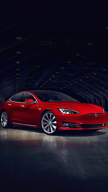 Tesla Model S, Red Tesla , Eye-catching design, Bold and vibrant visuals HD phone wallpaper