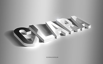 Clara, silver 3d art, gray background, with names, Clara name, Clara greeting card, 3d art, with Clara name HD wallpaper