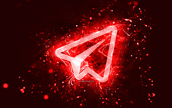 Telegram red logo, , red neon lights, creative, red abstract background, Telegram logo, social network, Telegram HD wallpaper