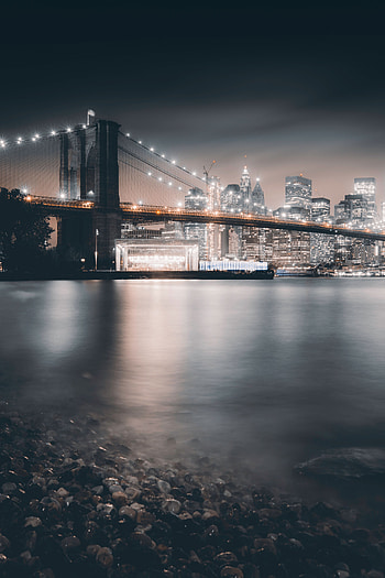 Cities, Night City, City Lights, Bridge, United States, Brooklyn, Us HD phone wallpaper