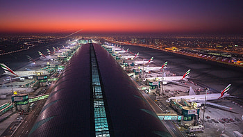 Dubai airport, Luxury travel, Middle East hub, Iconic architecture HD wallpaper