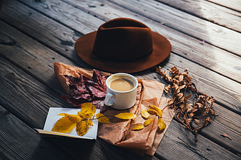 Food, Leaves, Coffee, Hat HD wallpaper