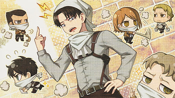 Attack On Titan, Levi Ackerman, Eren Yeager, Anime, Auruo Bossard, Chibi, Erd Gin, Gunther Schultz, Petra Ral HD wallpaper